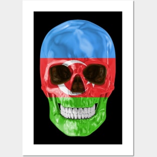 Azerbaijan Flag Skull - Gift for Azerbaijani With Roots From Azerbaijan Posters and Art